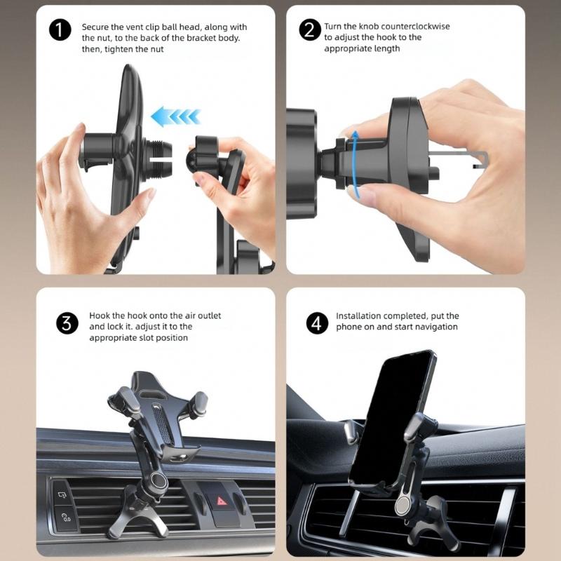 Shockproof Fast Release Car Air Vent Phone Mount Support Universal Y Shaped Bracket ABS Construction Anti Shake Design