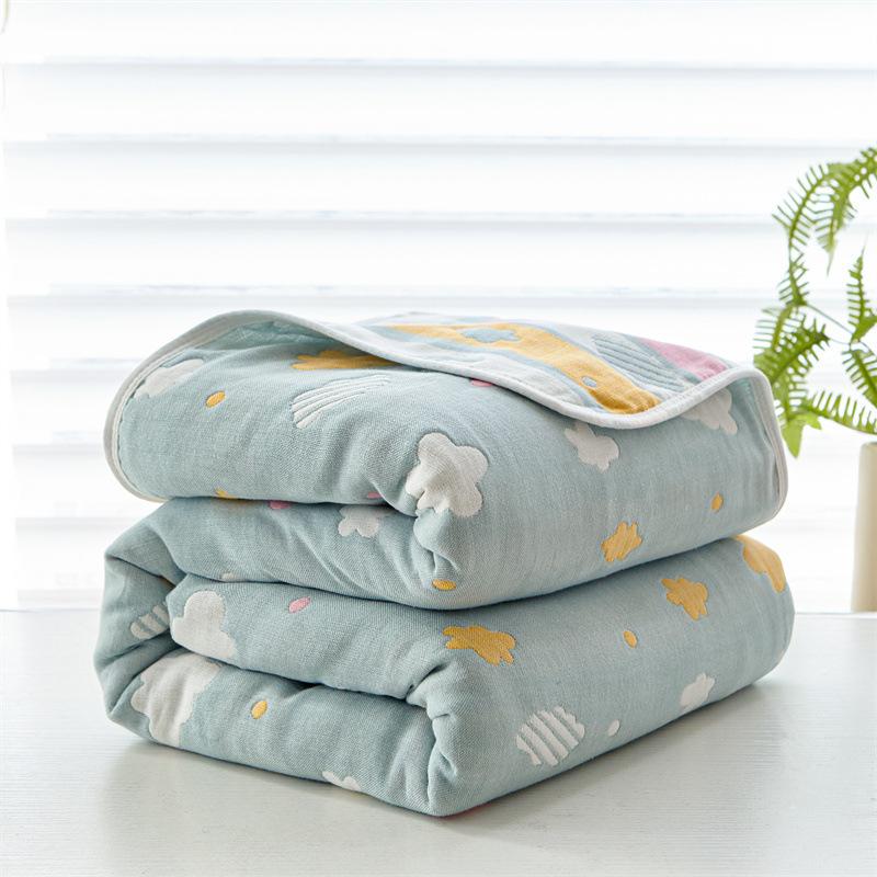 

Six-layer Cotton Gauze Towel Quilt Single Double Throw Blanket Couch Autumn Winter Cover Quilt Kindergarten Kids Napping Small Cover Blanket 90x100cm