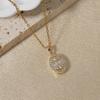 Elegant Oval Zirconia Drop Necklace, Golden Vintage Statement Jewelry