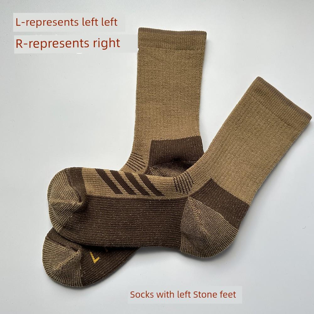 Men's and Women's Hiking Socks Mernu Wool Outdoor Warm-Keeping Socks Long Tube Terry Thickened Hiking Climbing Socks Wicking