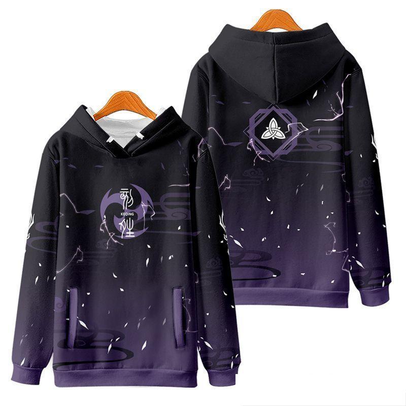 Raiden Shogun Genshin Impact Cosplay Hoodies 3D Print Unisex Anime Cartoon Sweatshirt Oversized  Women Harajuku Pullover Coat