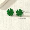 Green four-leaf clover stud earrings, summer small fresh acrylic material, daily commuting