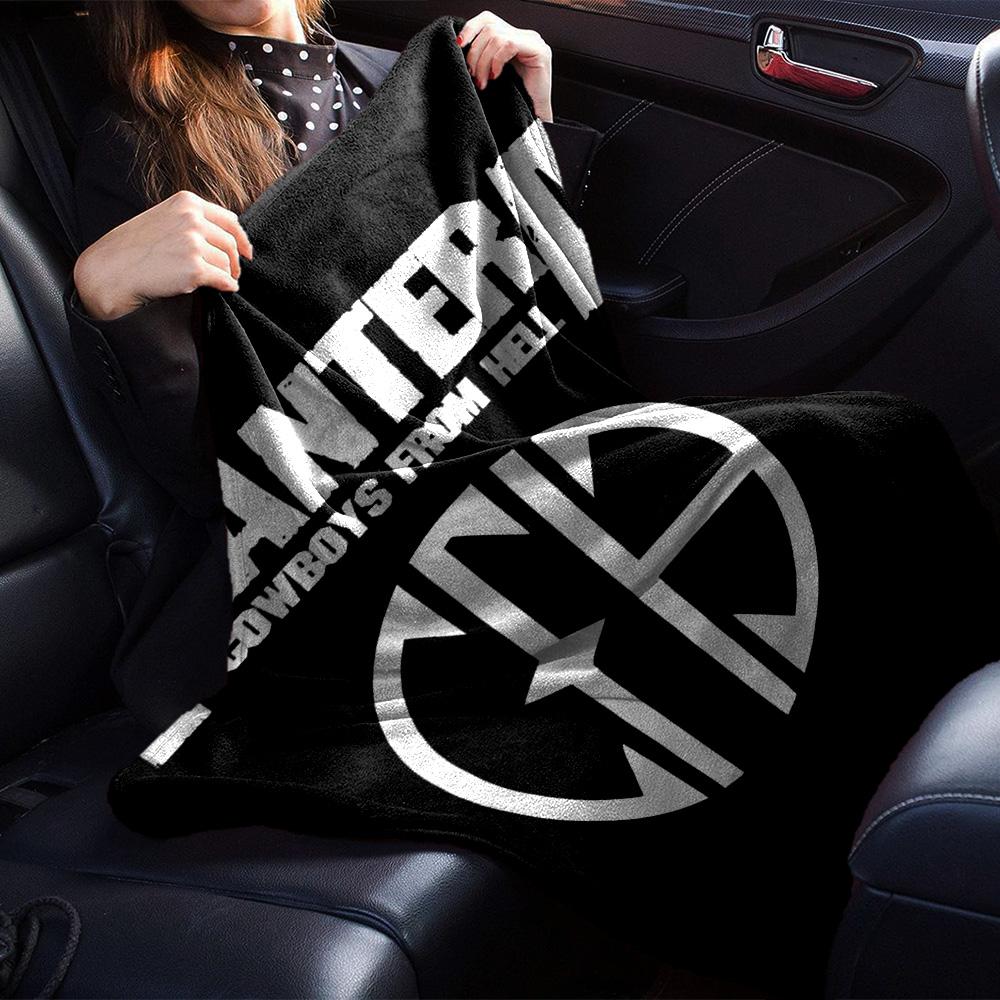 Pantera Cowboys From Hell Band Logo Graphic Print Flannel Blanket Black Background Heavy Metal Rock Soft Throw Blanket Music Fan Home Decor