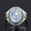 CopperRing Big Oval 8*10MM Natural Moonstone Turquoise Lapis Tiger Eye Rings for Women Gifts Fine Jewelry