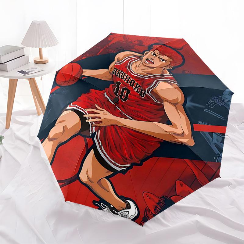 

1pc SHOHOKU Basketball Player Design Automatic Opening/Closing Umbrella with Portable Tri-Fold Design, 8-Rib Iron Frame Outdoor Umbrella, Perfect Gift
