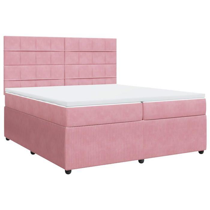 VidaXL Slat Bed Base with Mattress Pink 200x200 Cm Velvet 3294735