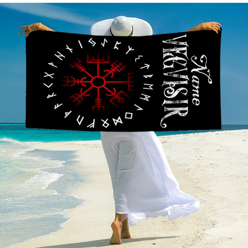 Personalisierbares ultraweiches Strandtuch mit Wikinger-Thema, ideal für Pool - Camping, Tauchen - Perfekter Reisebegleiter, Lebendiges Strandtuch.