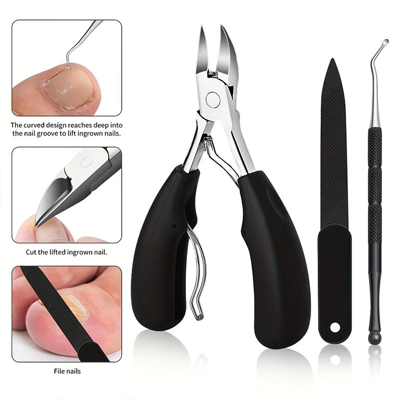 5pcs Professional Heavy-Duty Nail Clipper Set, Stainless Steel Blades, Ideal for Ingrown Nails, Includes Slant Tip Clippers