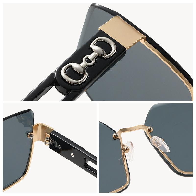 New fashion sunglasses women trend half frame trimmed sunglasses Internet celebrities pose UV protection sun eye