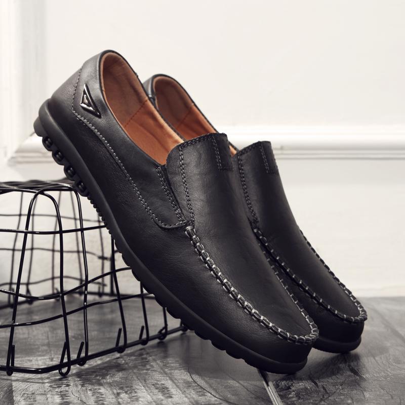 Leather Men Casual Shoes Luxury Brand  Mens Loafers Moccasins Breathable Slip On Black Driving Shoes Plus Size 37-47