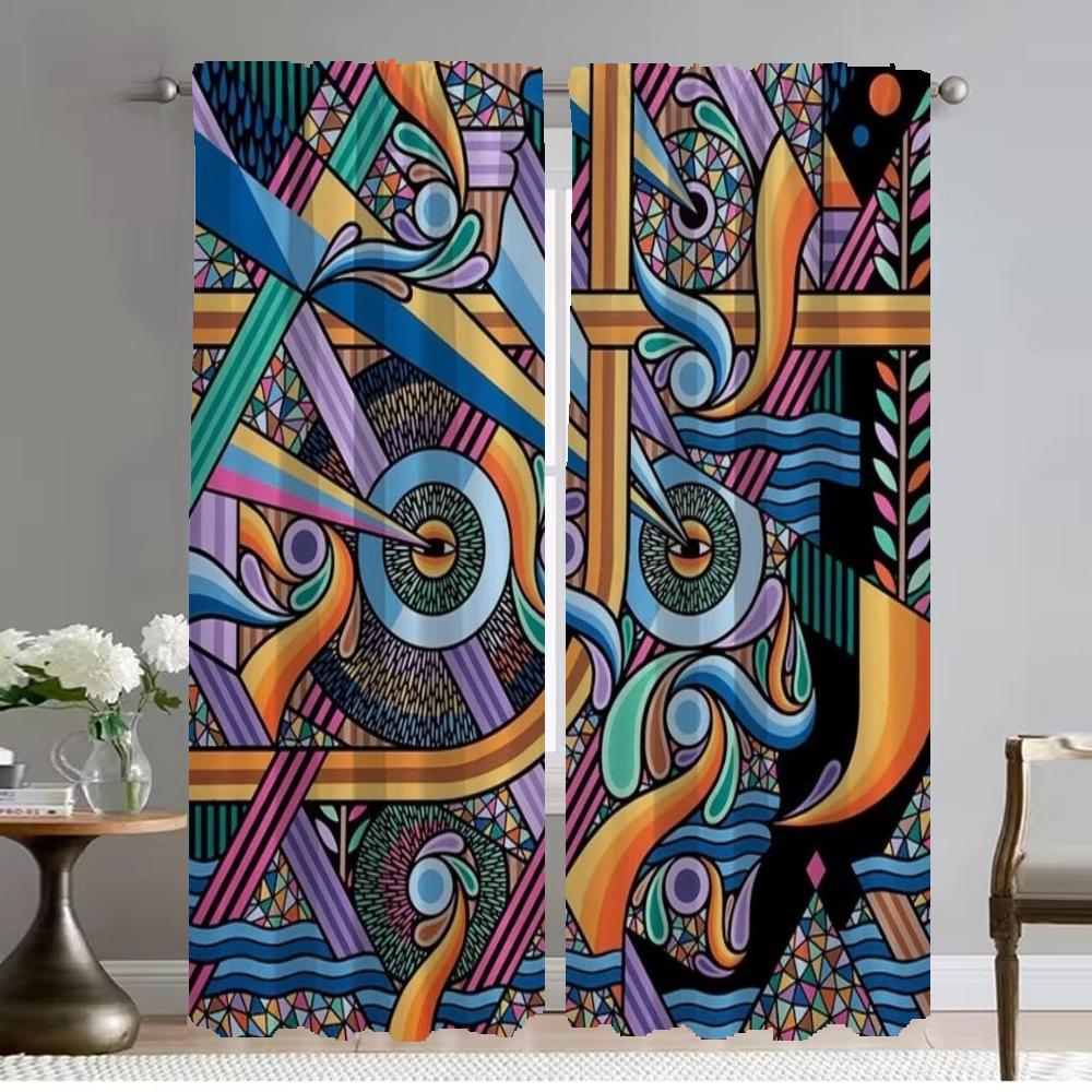 Graffiti Art Curtains for Bedroom Halloween Decoration Blackout Curtain for Room 2 Panel Partition Home Interior Curtains Shades