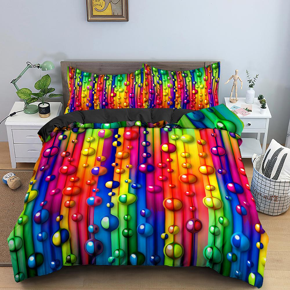 Psychedelic Duvet Cover Set for Kid Adult Boy Comforter Cover Fractal Art Abstract Artwork Polyester Bedding Set King Queen Size