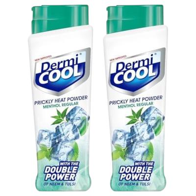 Dermi Cool Mentol Pó para Brotoeja 400g Pacote de 2 Alívio Refrescante Pó Corporal