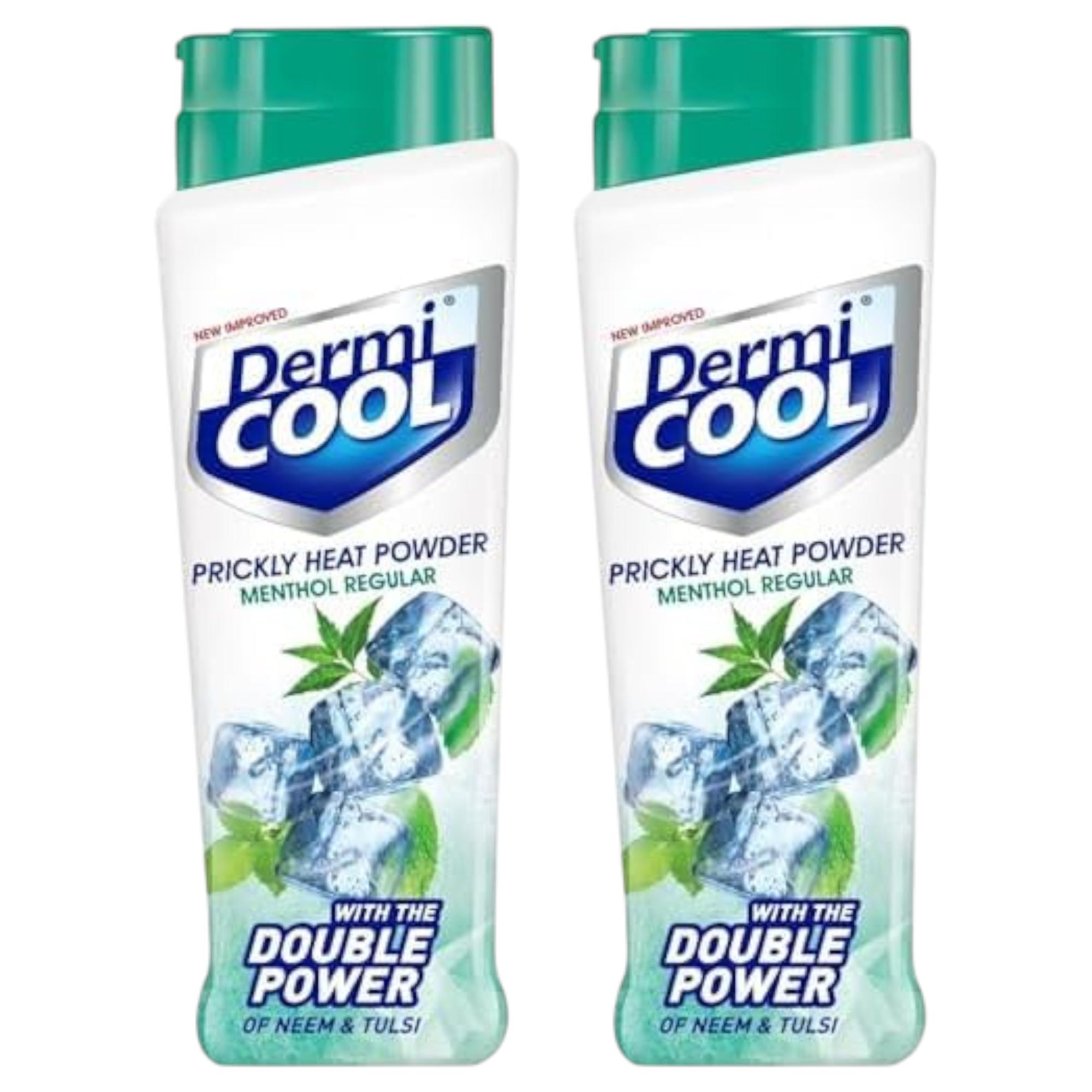

Dermi Cool Ментоловая присыпка от потницы 400 г Упаковка из 2 штук Охлаждающее облегчение Пудра для тела
