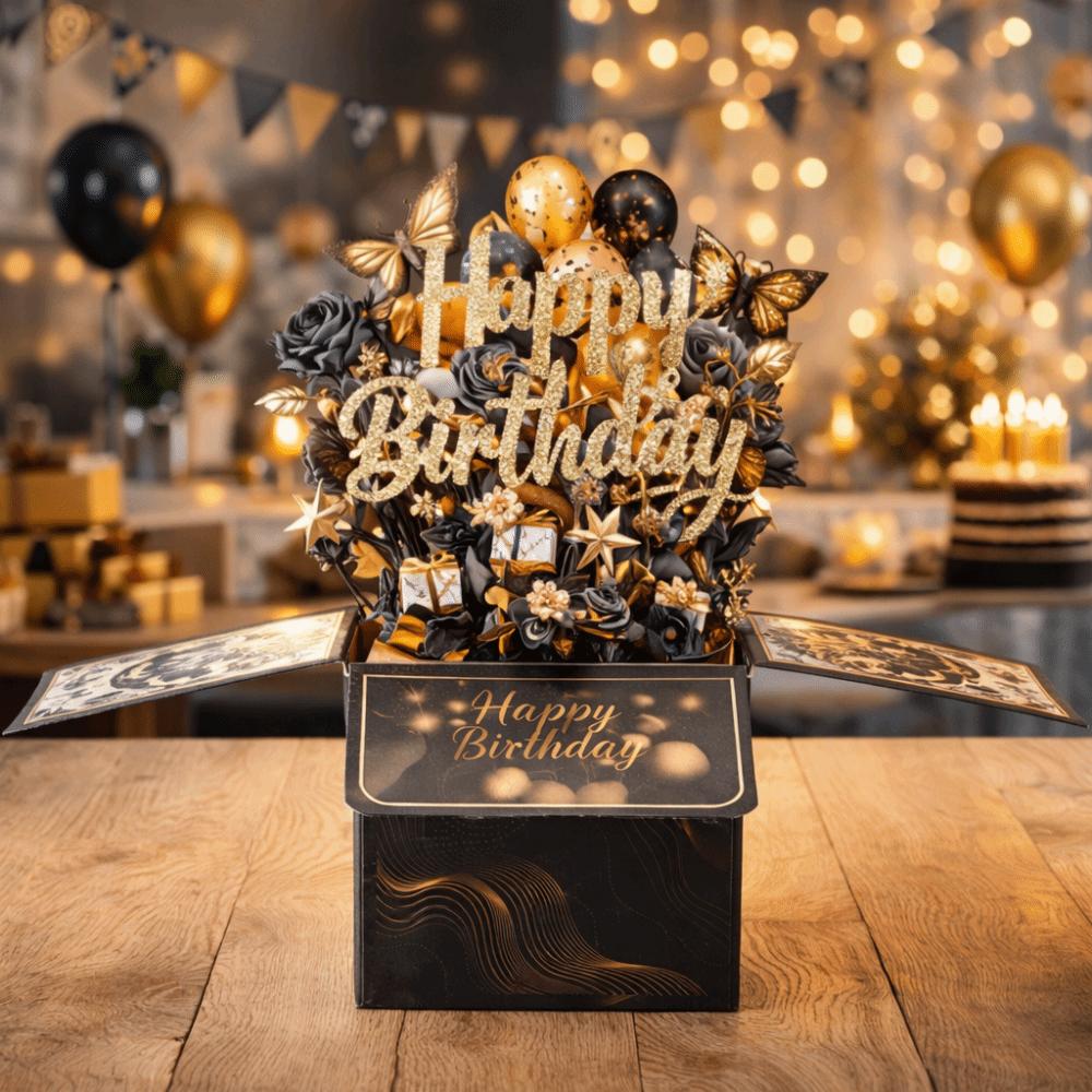 With Envelope 3D Birthday Card Cartoon Flowers Theme Pop-Up Birthday Card Butterfly Design Message Card Invitation Card