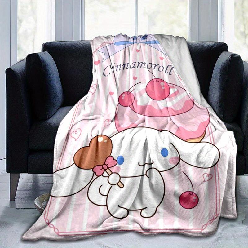1pc, Sanrio Cinnamoroll Home Decor Flannel Blanket: Perfect Gift for Bedroom, Living Room, Travel, Camping, Car, Beach, Office Naps, Ideal Sofa Throw,