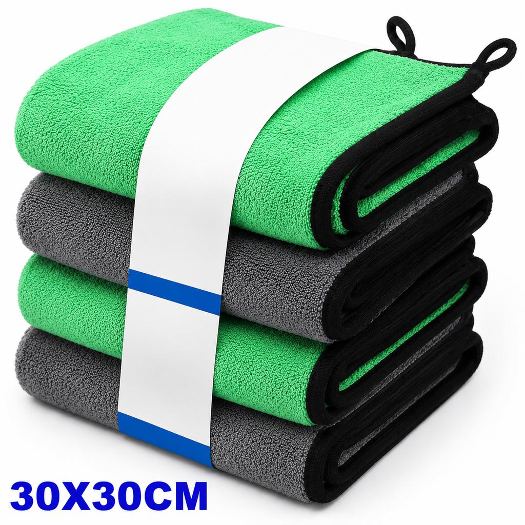 1-4pcs Microfiber Car Washing Towel Soft Quick Drying Windows Mirrors Wiping Rags Home Double Layer Cleaning Cloths 500GSM