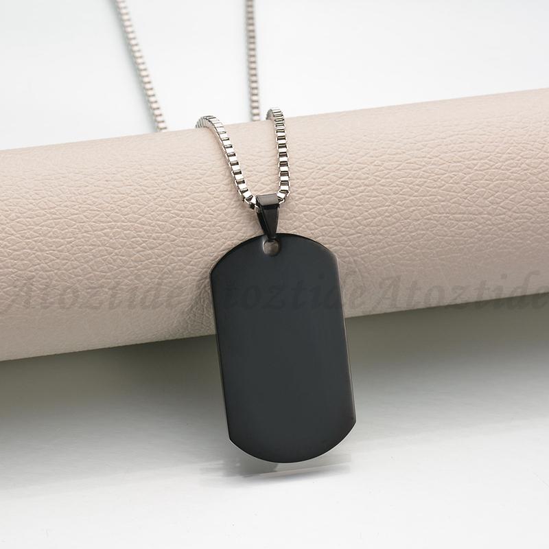 Atoztide Customized Stainless Steel Army Dog Tags Pendant Necklace Personalized Name Photo Square Necklace Christmas Gift