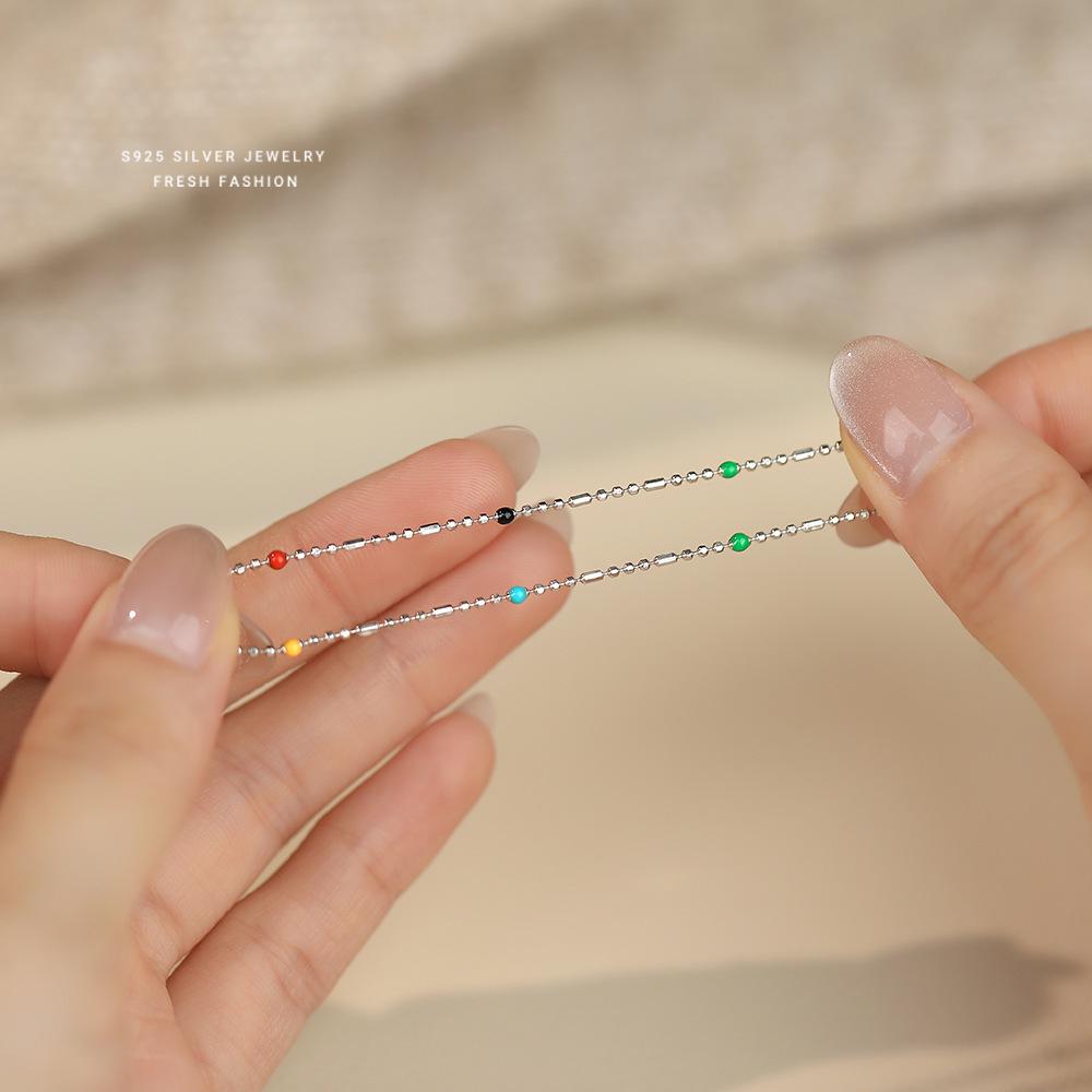 Korean Style S925 Sterling Silver Dopamine Color Minimalist Bracelet