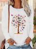 Long Sleeve T-Shirt  Butterfly Tree Print