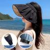 2025 Summer Travel Sunshade Sunblock Hat Large Eaves Anti-UV Temperament All Empty Top Hat Tidal Sun Hat