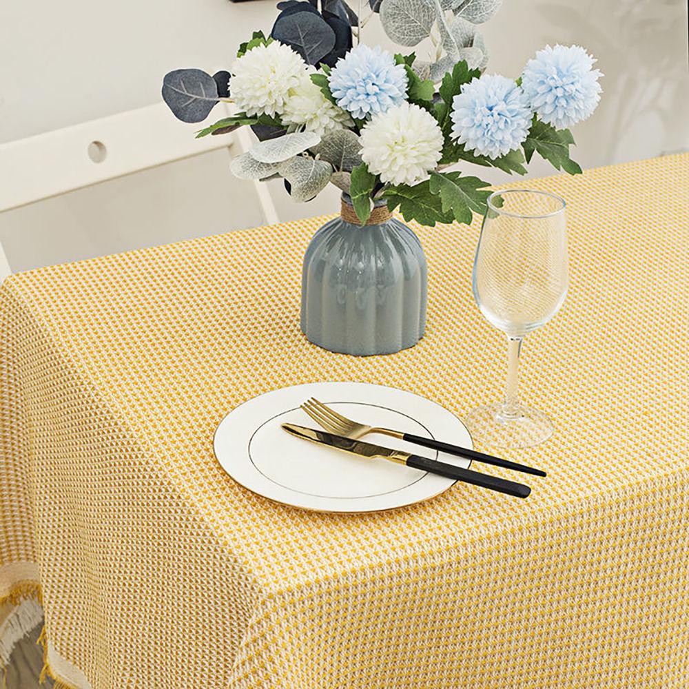 Tablecloth Japanese Thickened Cotton And Linen Fabric High-End Light Luxury Retro Waffle Dining Table Square Table Round Table Cloth