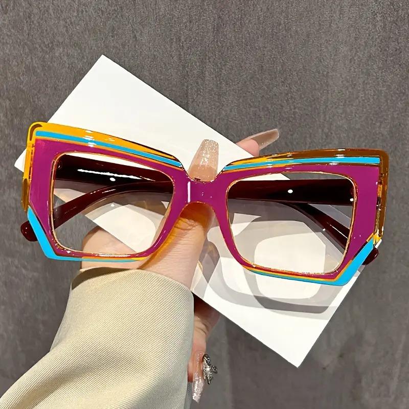 Cat Eye Glasses Gradient Color Frame Transparent Lens Computer Glasses Color Block Women