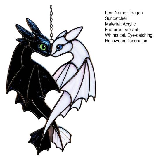 Dragon Acrylic Suncatcher Dragon Themed Stained Glass Window Wall Hanging Ornaments for Halloween Christmas Home Decor
