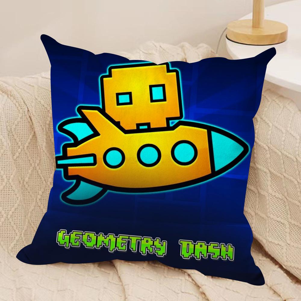 G-Geometry Dash V-Video Cushion Cover Soft Plush Fabric Double-Sided Printed Sofa Cushion Cover For All Seasons Home Decor Gift
