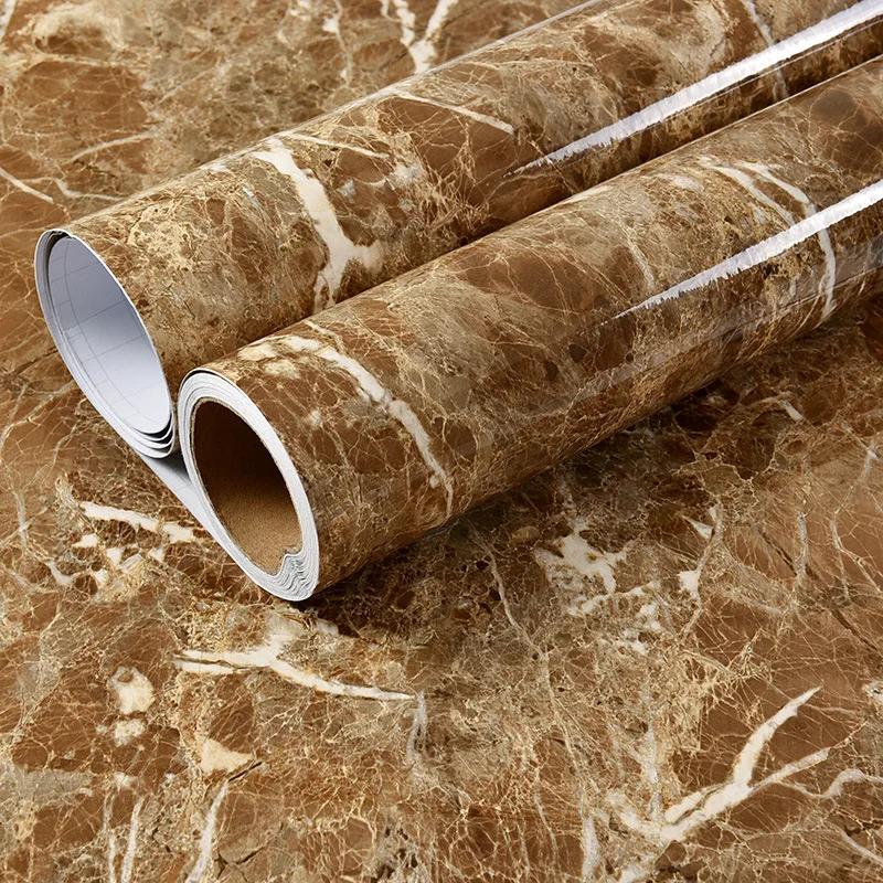 Kitchen Wall Stickers Waterproof Heatproof Marble Self Adhesive Wallpaper Vinyl Film Cupboard Home Decoration Sticky Paper Decal