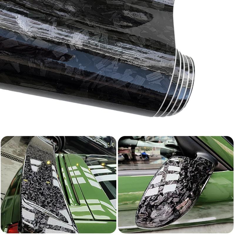 Car Sticker Carbon Glossy Black Red Forged Carbon Fiber Vinyl Wrap Air Release Carbon Fiber Self Adhesive Auto Decal Sticker