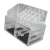 Clear Vanity Makeup Organizer Stackable Cosmetic Storage Display Case with 2pcs Drawers and Tray For Makeup Brushes