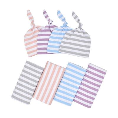 2Pcs Baby Blanket + Hat Set Newborn Swaddle Wrap Cap Kit Infant Receiving Blanket Sleepsack Bedding Bath Towel Photography Prop