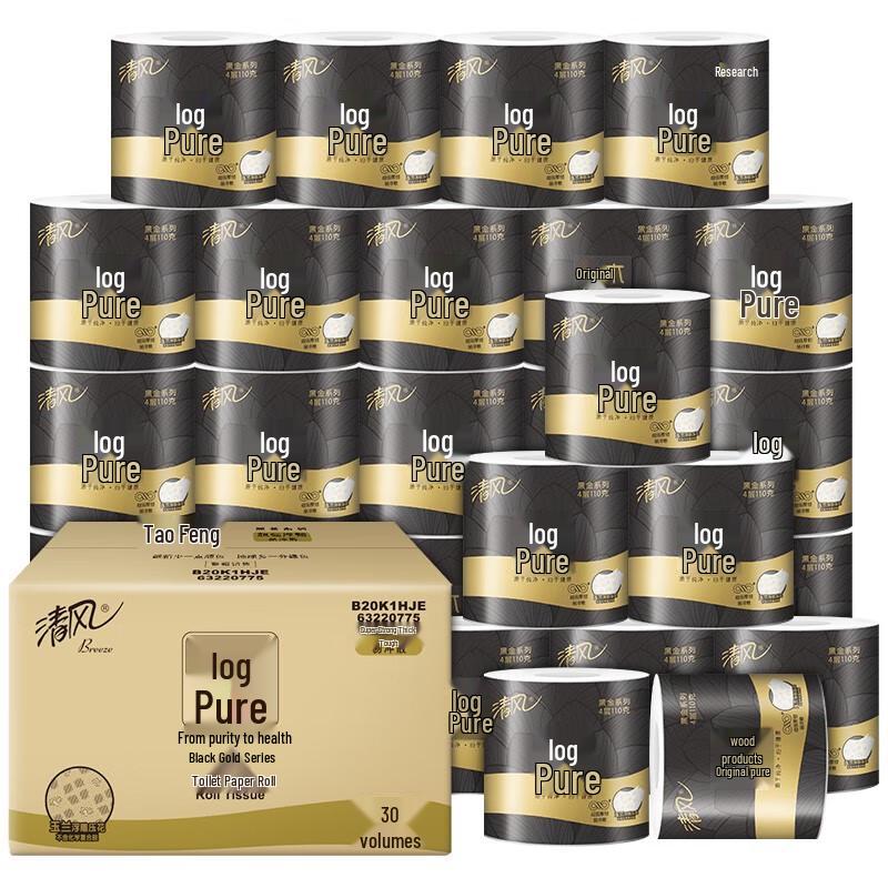 Qingfeng Black Gold 4-Ply Core Toilet Paper (30 Rolls)