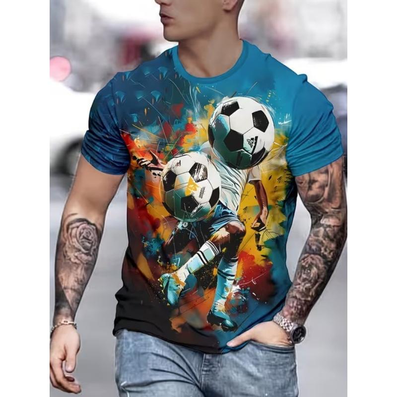 Popularny europejski i amerykański wielostylowy T-shirt z nadrukiem 3D, letni luźny oddychający casualowy top z krótkim rękawem