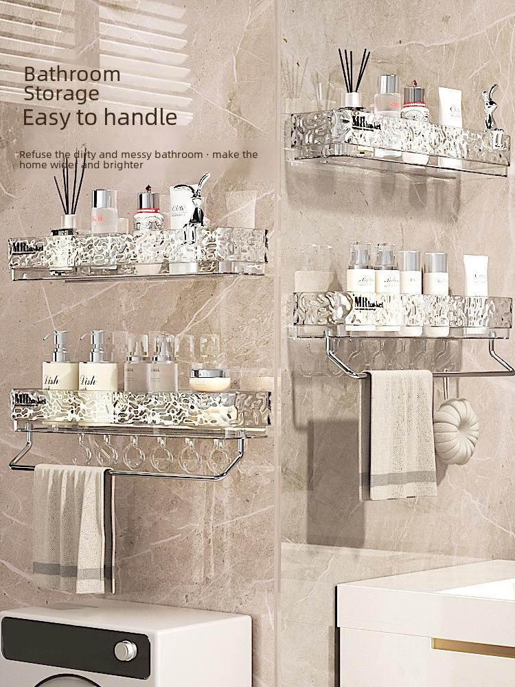 Punch-Free Wall-Mounted Bathroom Storage Rack for Toilets and Washbasins