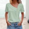 QICED Women's Fashion Casual Solid Color Print Short Sleeve Blouses & Shirts