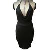 Einfarbiges, geschlitztes, tiefes V-Diamant-Neckholder-Bodycon-Minikleid für Damen