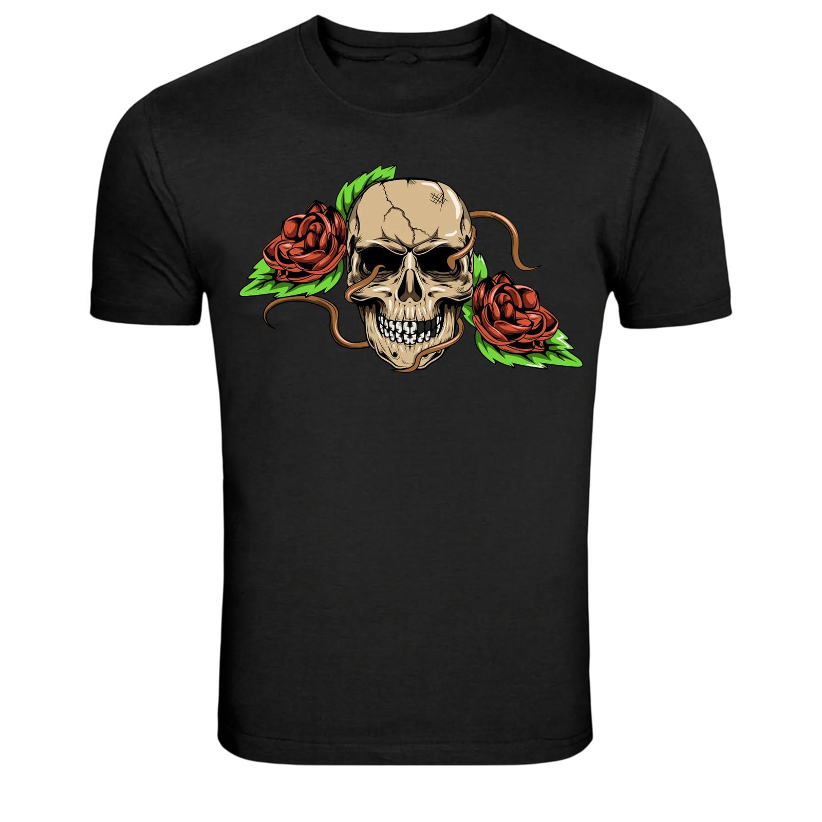 

Skull With Red Roses Dark Gothic Graphic T-Shirt 5XL різнокольоровий