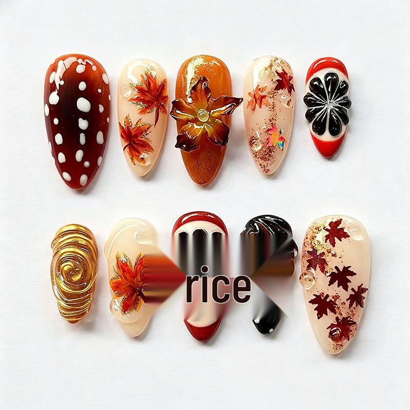 Summer European American 3D Strawberry Cherry Almond Nail Art Gel Tips