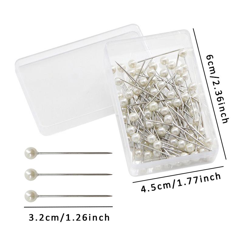 100PCS Pin Colorful 3.2cm Boxed Round Pearl Head Needles Positioning Stitch Pins DIY Dressmaking Accessories Household Tools ZYF