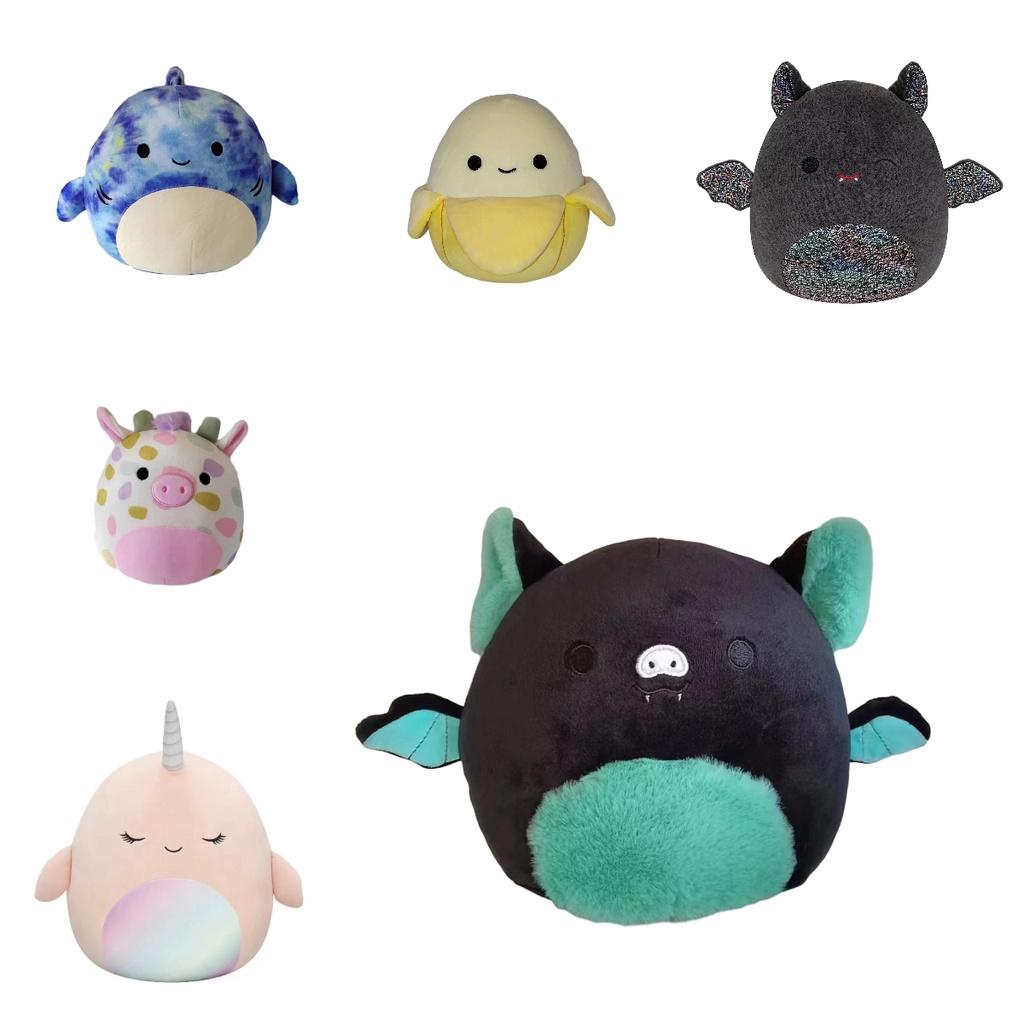 Soft And Cute Plush Animal Pillow Toy For Birthday Gift Banana Polka Dot Pig Glitter Bat Green Bat Unicorn Whale Blue Camouflage Shark 20cm Height