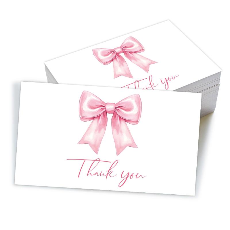 50 ks Děkovných karet pro podnikání Design třešní a růžové mašle Oslavní pozvánky Kartičky k balení dárků na párty