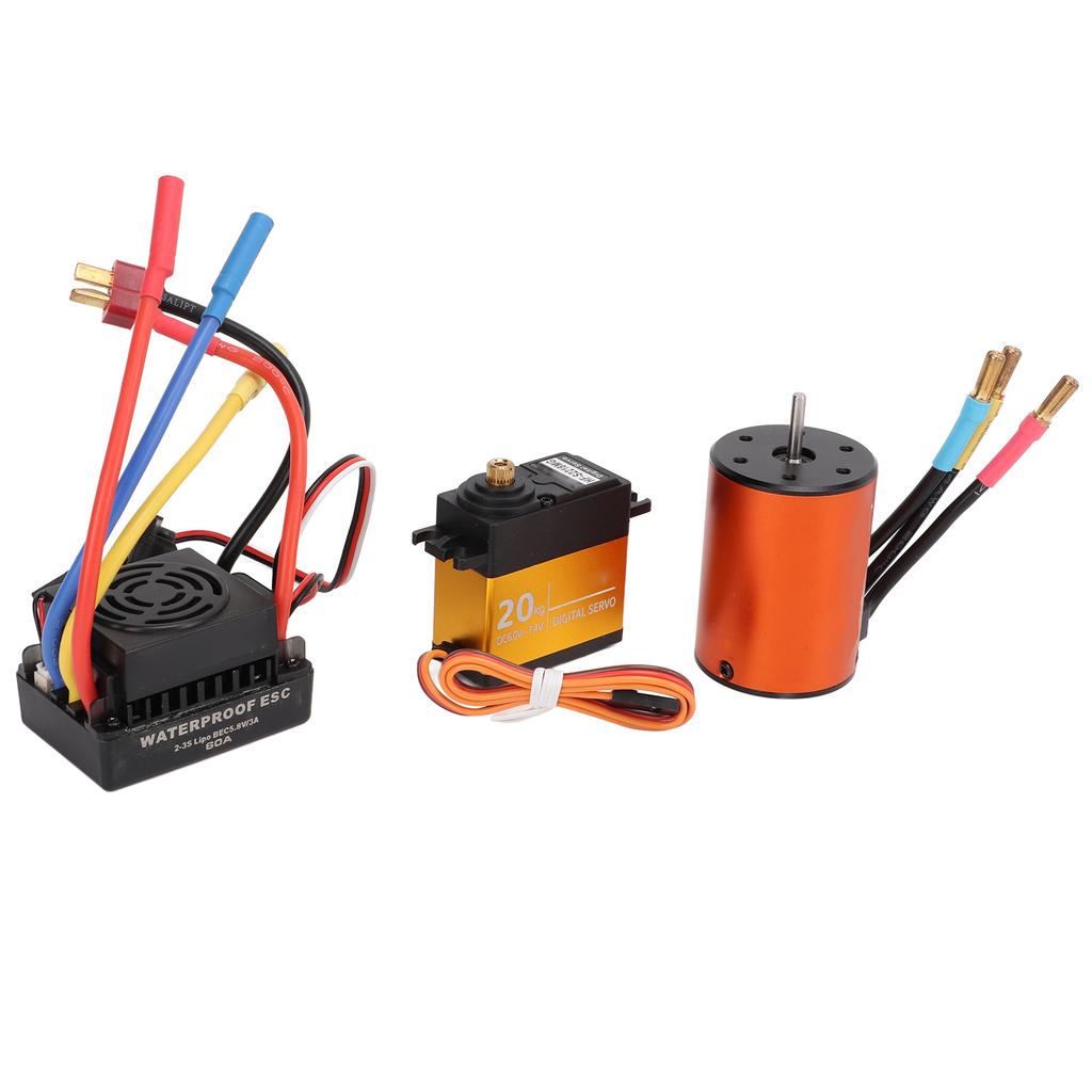 3650 3900KV Brushless Motor 60A ESC 20kg Steering Gear Set Upgraded Waterproof for 110RC Remote