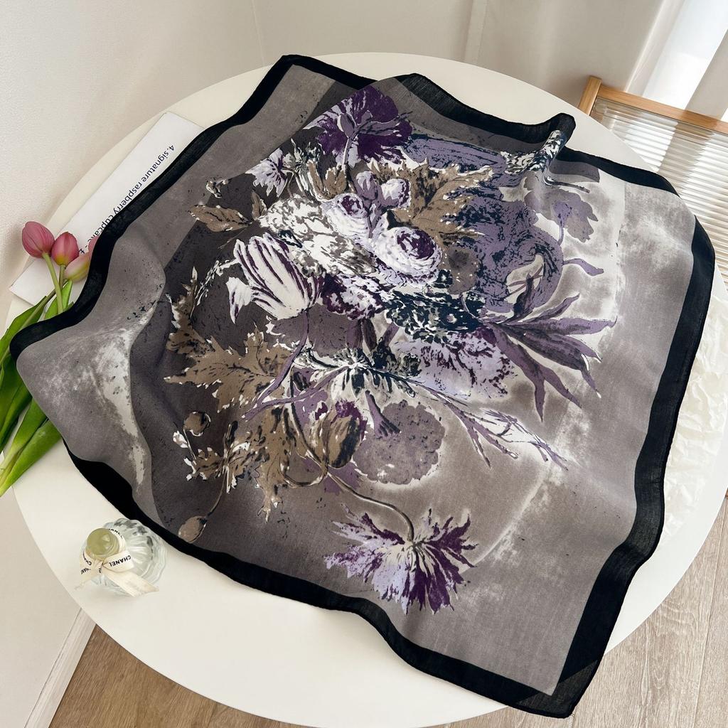 [Collection] Velvet Silk Scarves Women'S Versatile High-End Square Scarves Neck Scarves Spring And Autumn Retro