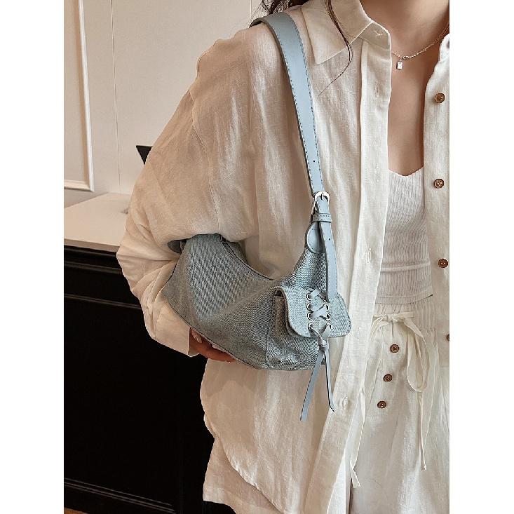 Cross-Border Korean Version Niche Design Underarm Bag 2025 New Women's Fashion Versatile Double Pocket Large Capacity Shoulder Bag