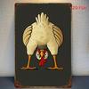 Funny Upside Down Chicken Vintage Retro Iron Sign Plaque Xcm For Farm Home Wall Decor