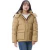 Levis Solid Color Removable Hooded Double-Breasted Down Jacket Women Outerwear Brown A8593-0000