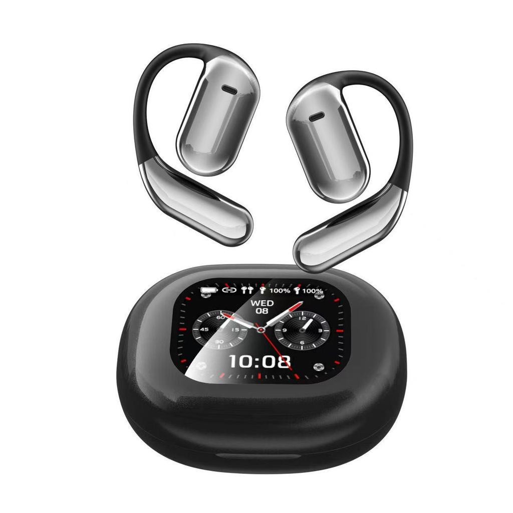 AI Smart Flip Earbuds with LCD Screen - Wireless Neckband with Long Battery Life and High Sound Quality