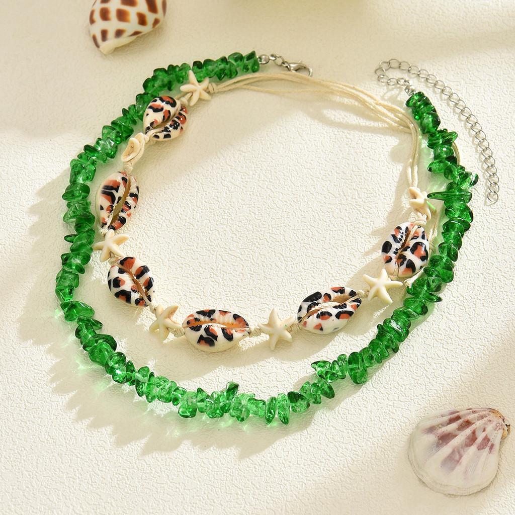 Handmade Shell Pendant Necklace With Multilayer Chain Natural Beach Jewelry For Women